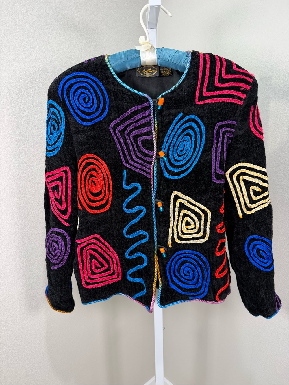 Vintage 90s Allure Petite Abstract Spiral Textured Jacket PM Bold Art to Wear